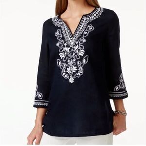 Linen Embroidered Luxury Tunic Top
